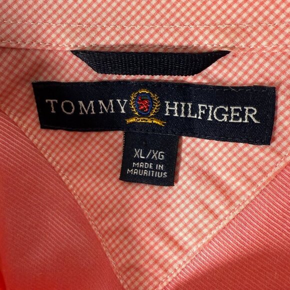 Tommy Hilfiger Button Down Long Sleeve Shirt Pink/Coral White Sz XL - Picture 7 of 10